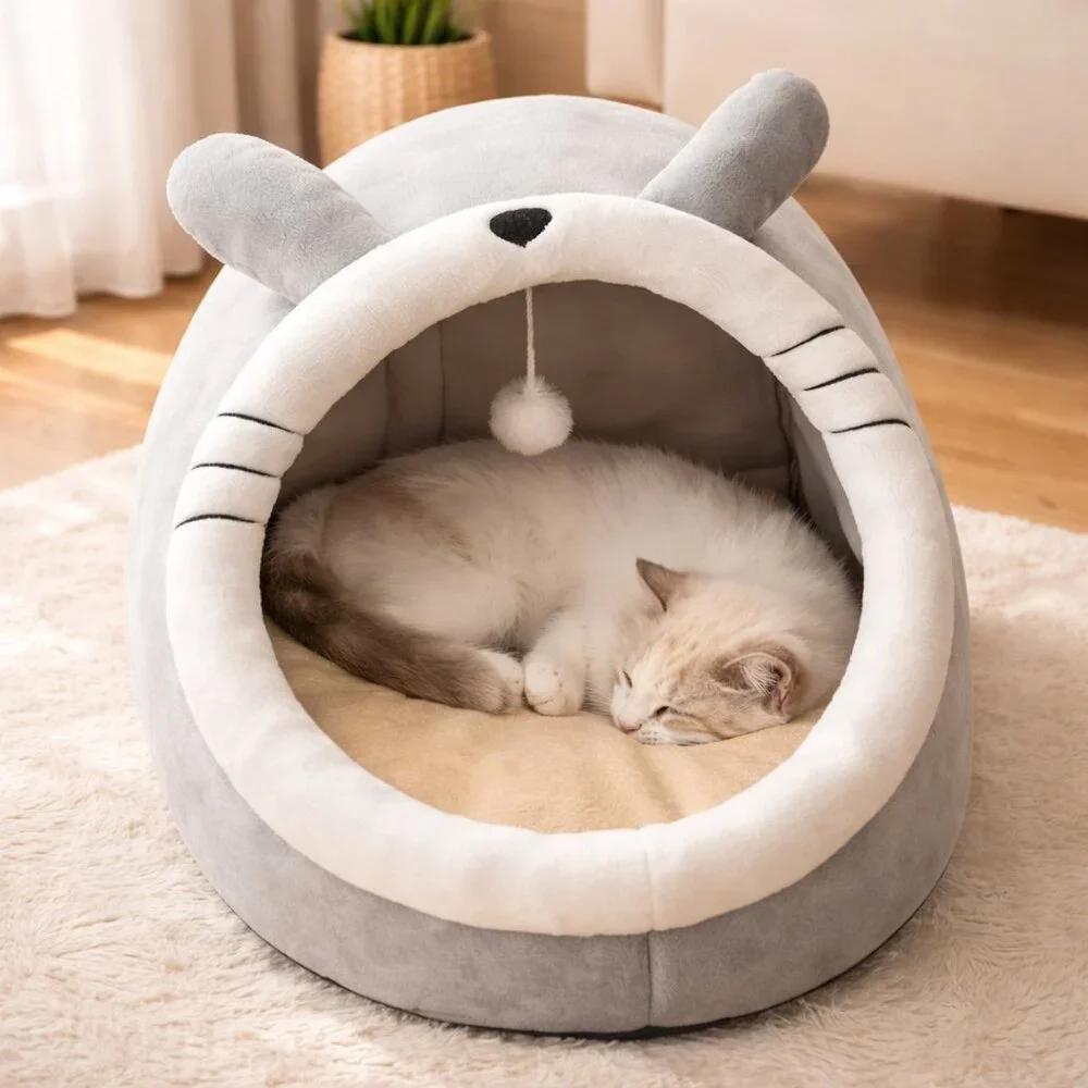 Pet Tent Cave Bed for Cats Small Dogs Self-Warming Cat Tent Bed Cat Hut Medium